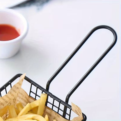 Stainless Steel Snack Basket | Rectangular Metal Storage Basket with Filter Mesh, -Safe for Countertop Use