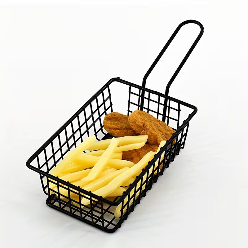 Stainless Steel Snack Basket | Rectangular Metal Storage Basket with Filter Mesh, -Safe for Countertop Use