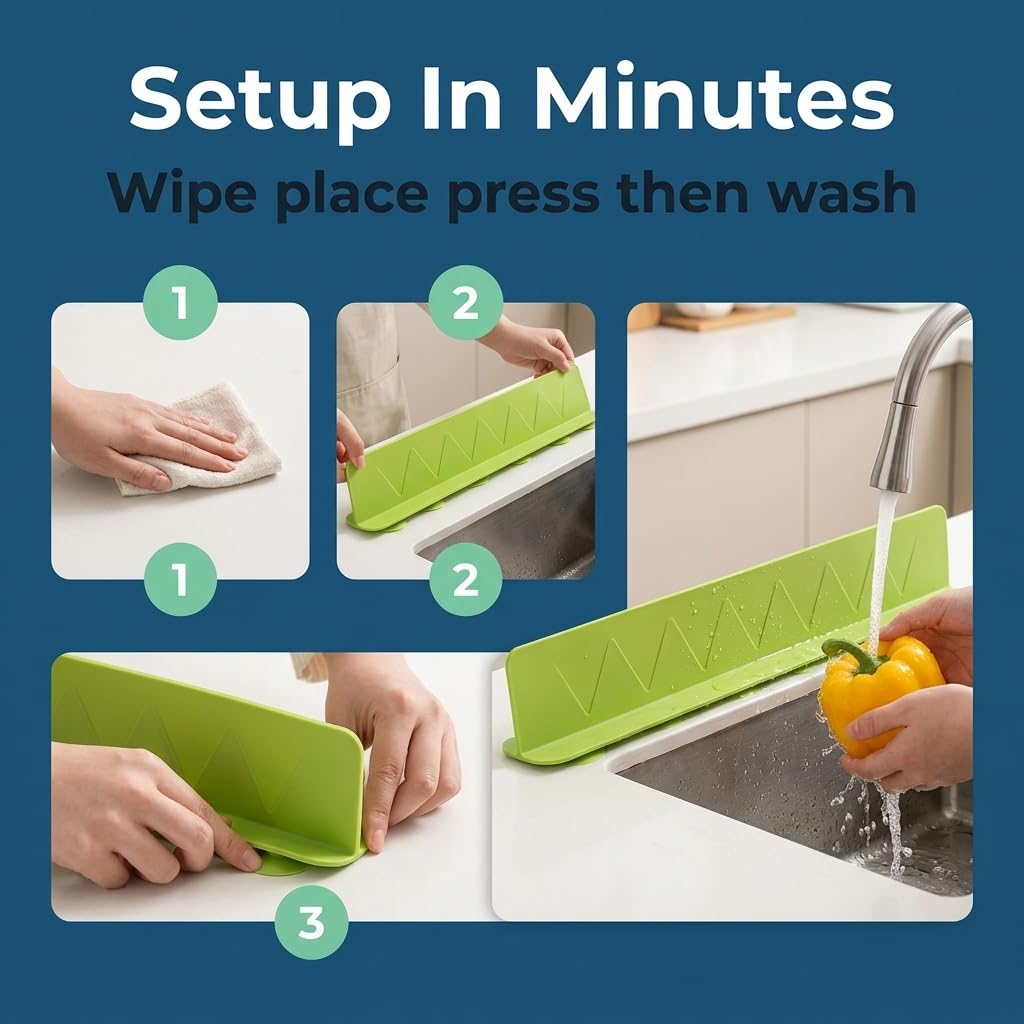 48CM Silicone Sink Splash Guard in Kitchen Sink Water Splash