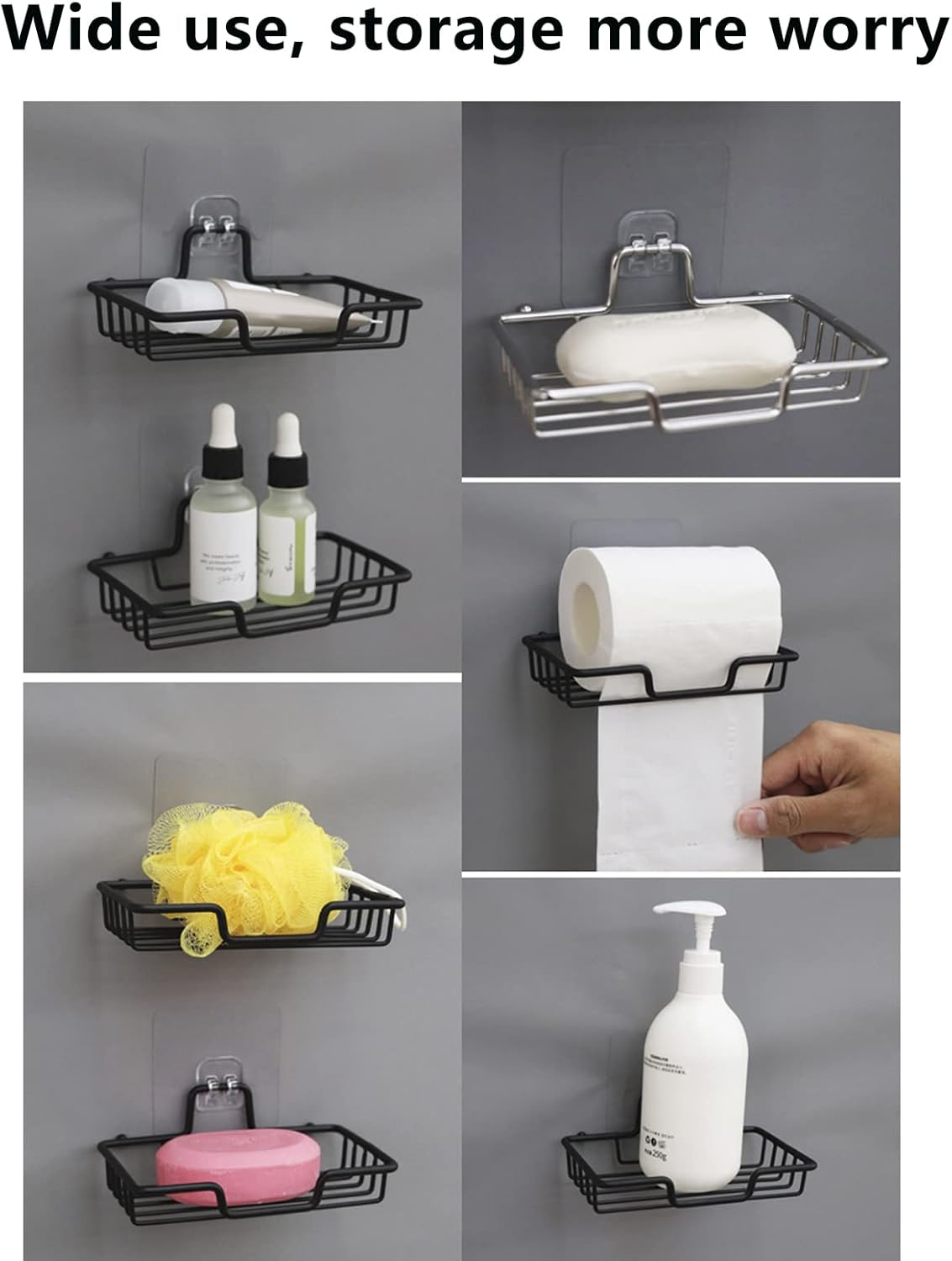 Self-Adhesive Wall-Mounted Soap Rack with Free Hook