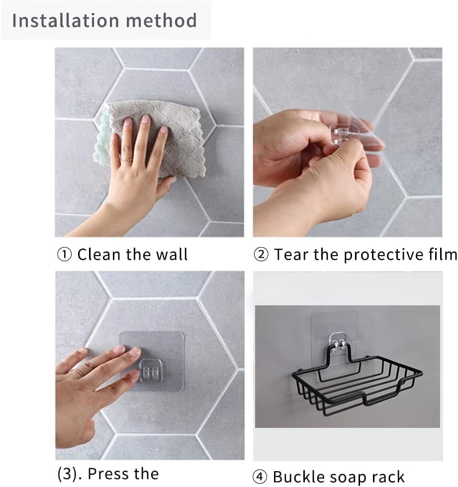 Self-Adhesive Wall-Mounted Soap Rack with Free Hook