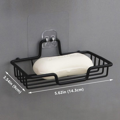 Self-Adhesive Wall-Mounted Soap Rack with Free Hook