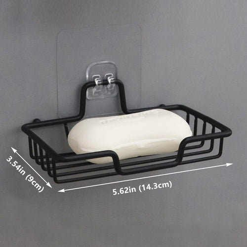Self-Adhesive Wall-Mounted Soap Rack with Free Hook