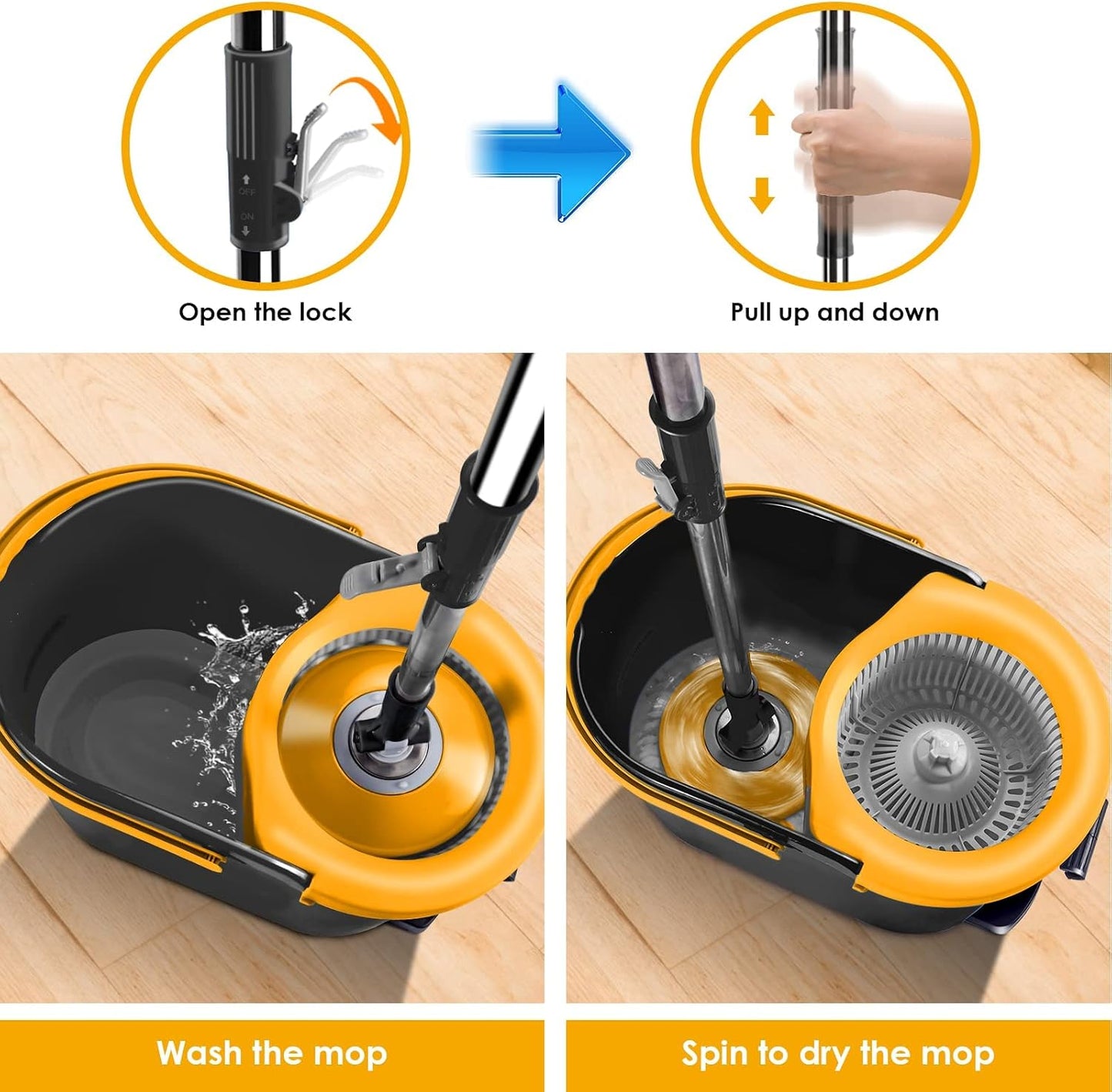 360° Spin Mop & Bucket Set with Wringer – Easy Wet & Dry Cleaning