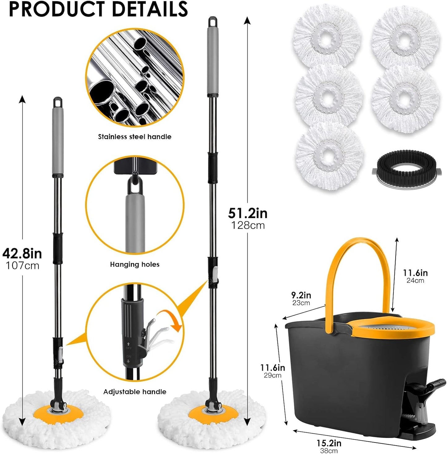 360° Spin Mop & Bucket Set with Wringer – Easy Wet & Dry Cleaning