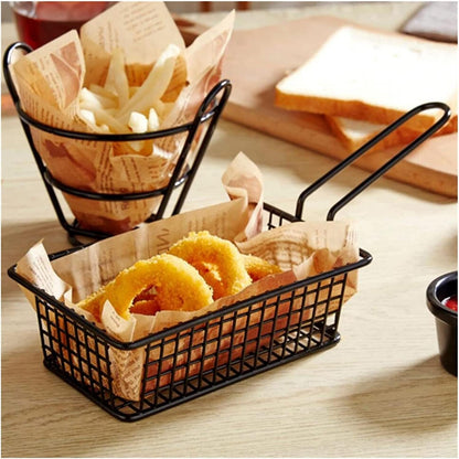 Stainless Steel Snack Basket | Rectangular Metal Storage Basket with Filter Mesh, -Safe for Countertop Use